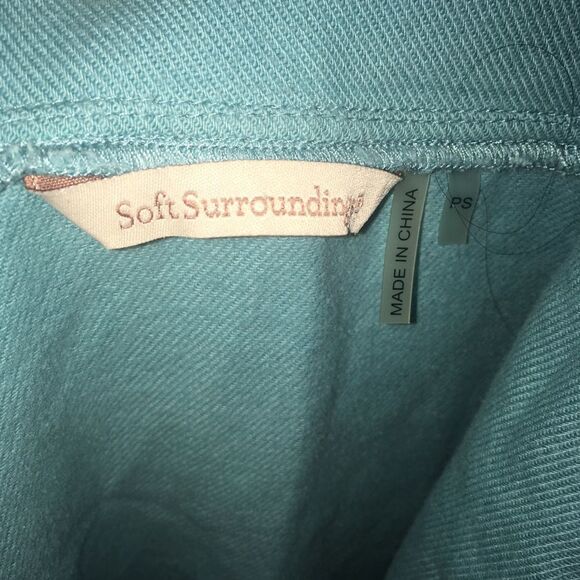 Soft Surroundings PS light blue /green cowl neck sweatshirt - Picture 4 of 4